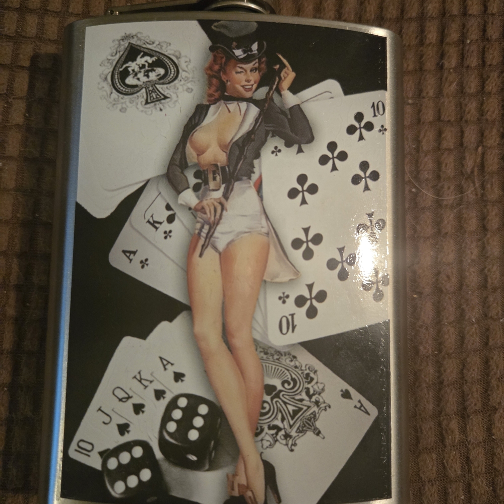 Vintage Style Playing Cards Flask